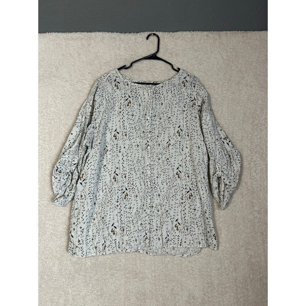 Women’s Cynthia Rowley linen printed plus size top. 2xl. Long sleeve or 3/4